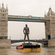 A Michael Jackson statue on the River Thames in London, June 15, 1995